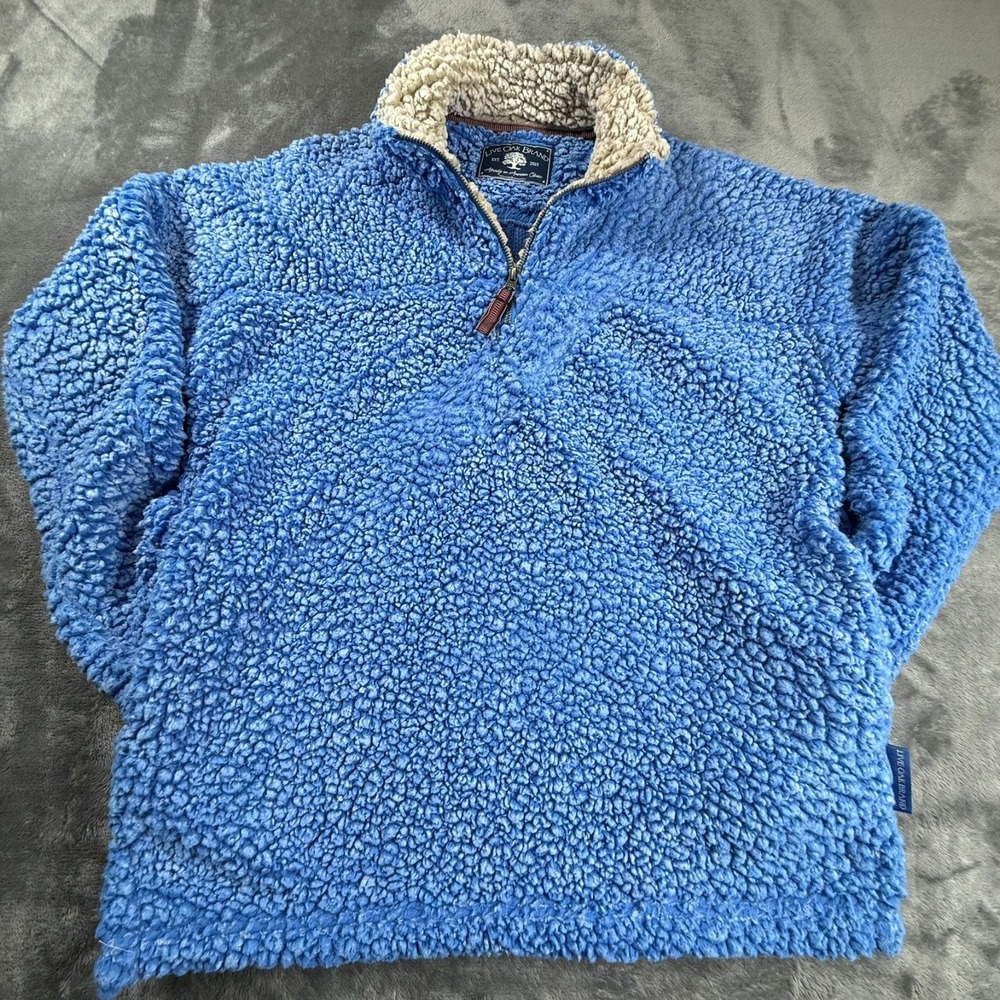 Live Oak Brand Women's 1/4 Zip Medium Blue Sherpa Pullover Super Soft W/Pockets